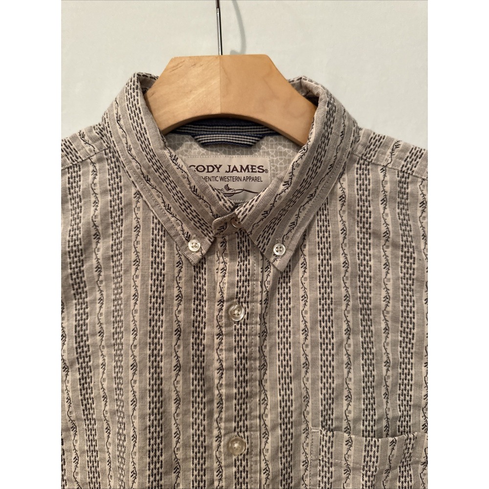 Cody James Western Long Sleeve Button Up Shirt Medium Textured  Blk/Gray
